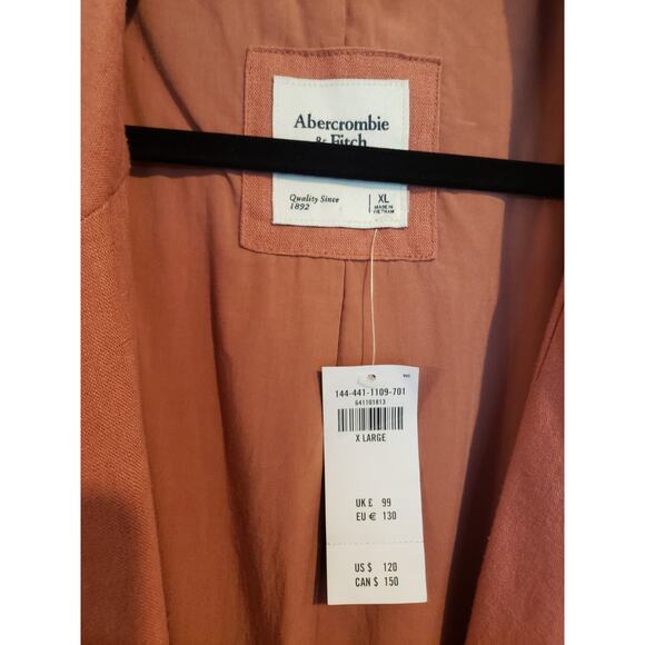 Abercrombie & Fitch Linen Blend Oversized Jacket Blazer Rose Pink XL Salmon NWT - Picture 11 of 11
